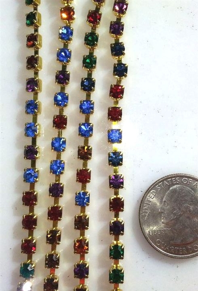 Rhinestone Chain Multi Colors..4.5mm